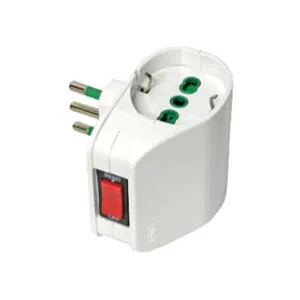 ADATTATORE DOPPIO SCHUKO 2 POLI + TERRA 10A CON INTERRUTTORE
