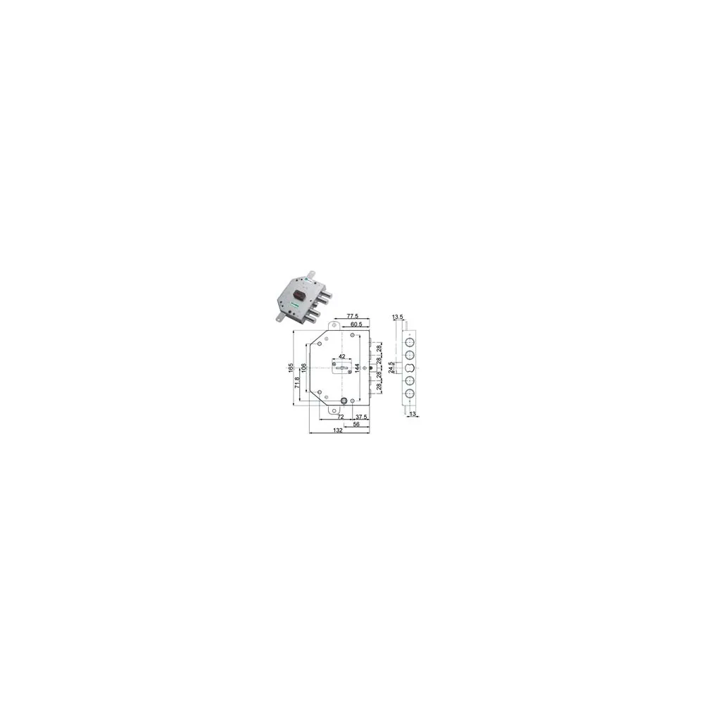 SERRATURA TRIPLICE APPLICARE CON SCROCCO D.MAPPA BLINDATE 89C755