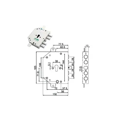 SERRATURA TRIPLICE APPLICARE CON SCROCCO CILINDRO EU BLINDATE 89C855