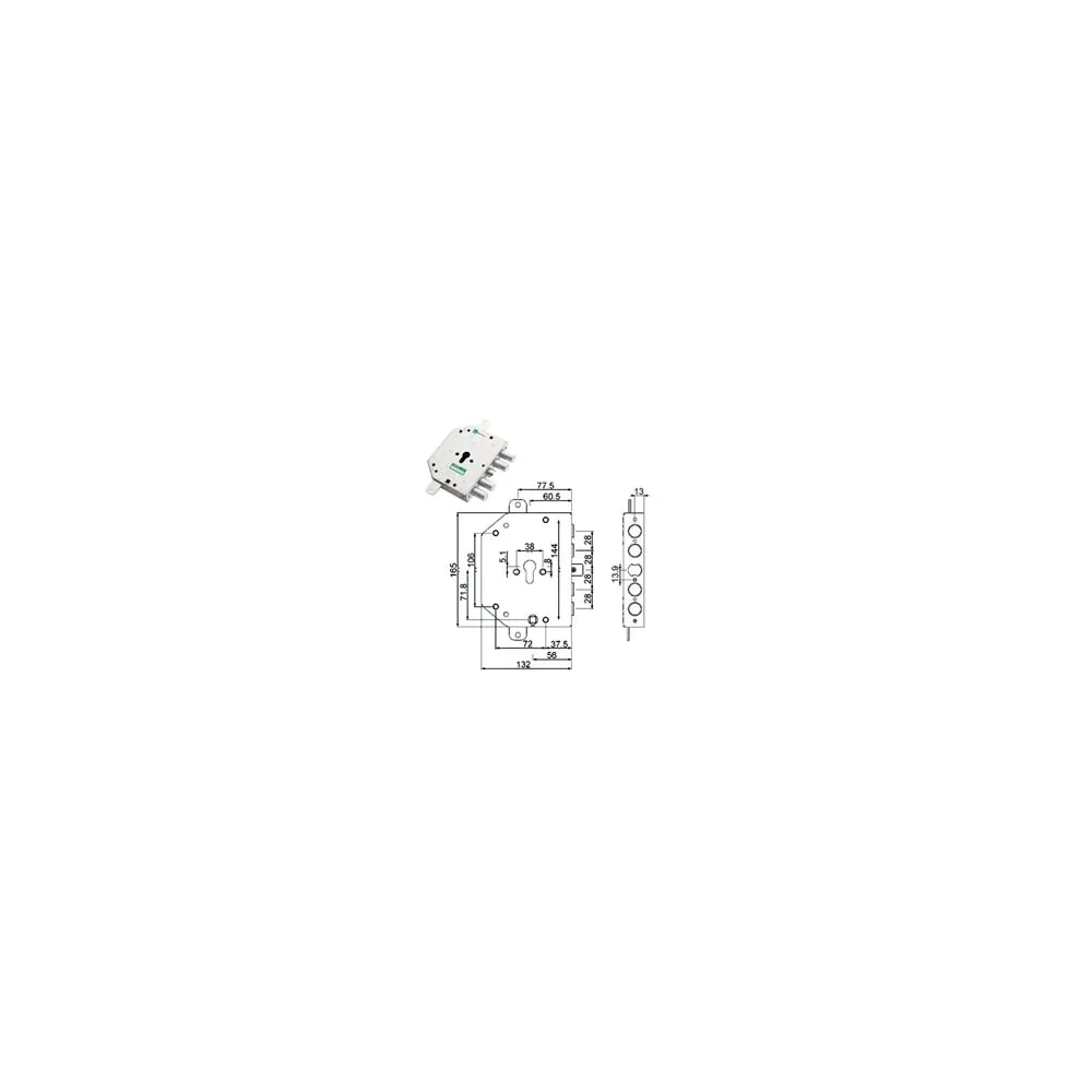 SERRATURA TRIPLICE APPLICARE CON SCROCCO CILINDRO EU BLINDATE 89C855