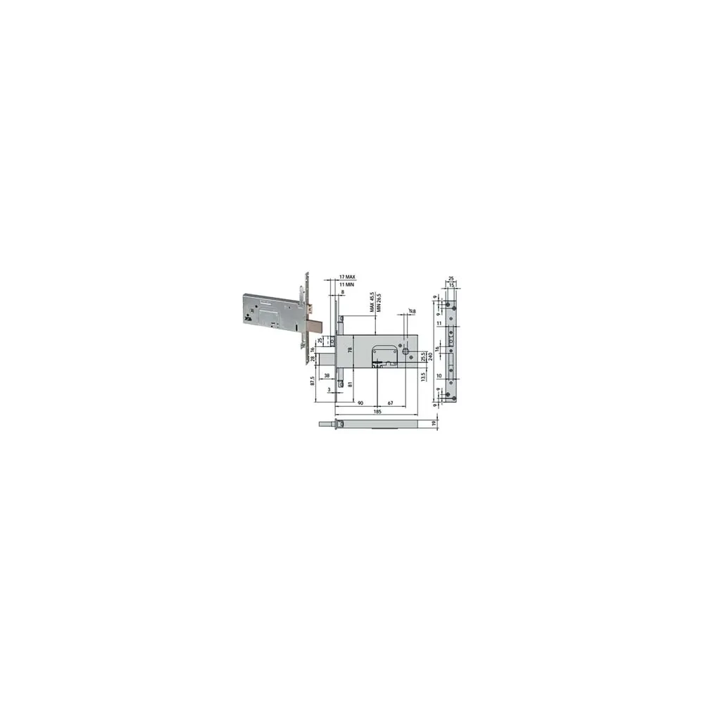 SERRATURA TRIPLICE DA INFILARE PER FASCE DOPPIA MAPPA MM.78 H 57358