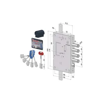 SERRATURA TRIPLICE APPLICARE P/PORTE BLINDATE D.MAPPA REV. INT.28 240