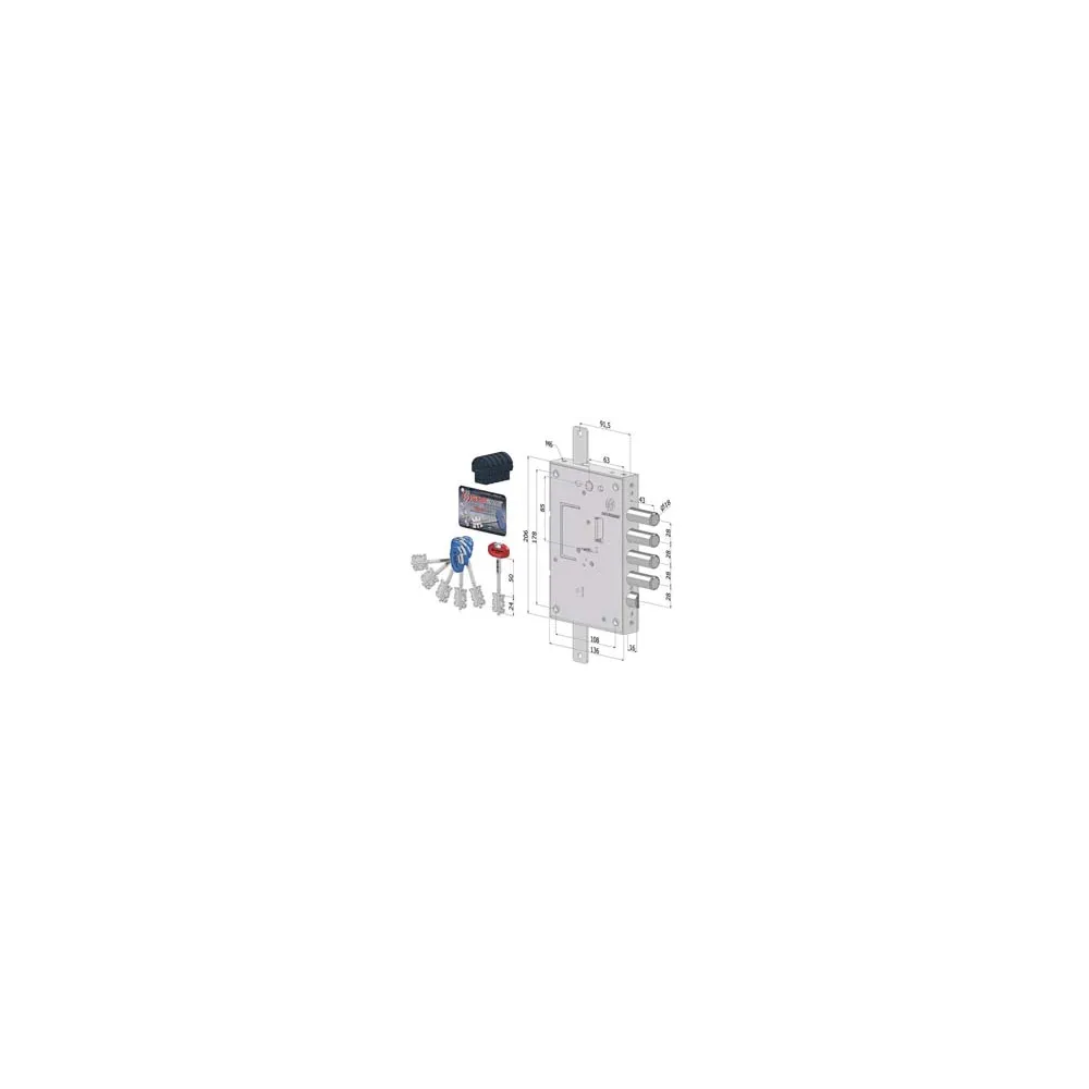 SERRATURA TRIPLICE APPLICARE P/PORTE BLINDATE D.MAPPA REV. INT.28 240