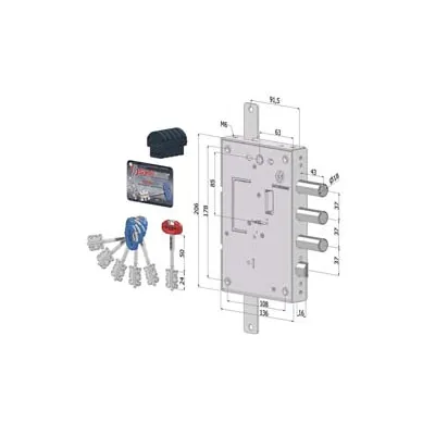 SERRATURA TRIPLICE APPLICARE P/PORTE BLINDATE D.MAPPA REV. INT.37 240