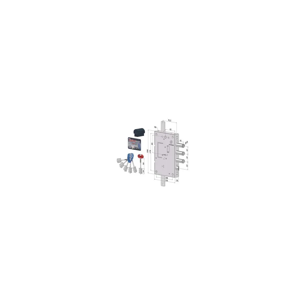 SERRATURA TRIPLICE APPLICARE P/PORTE BLINDATE D.MAPPA REV. INT.37 240
