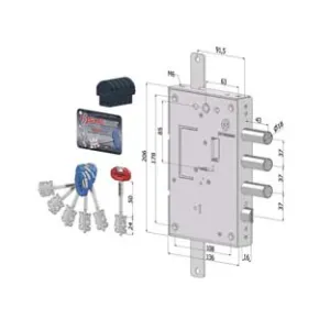 SERRATURA TRIPLICE APPLICARE P/PORTE BLINDATE D.MAPPA REV. INT.37 240