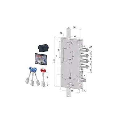 SERRATURA TRIPL.APPLICARE PORTE BLINDATE D.M.+CIL.EU REV. INT.28 243