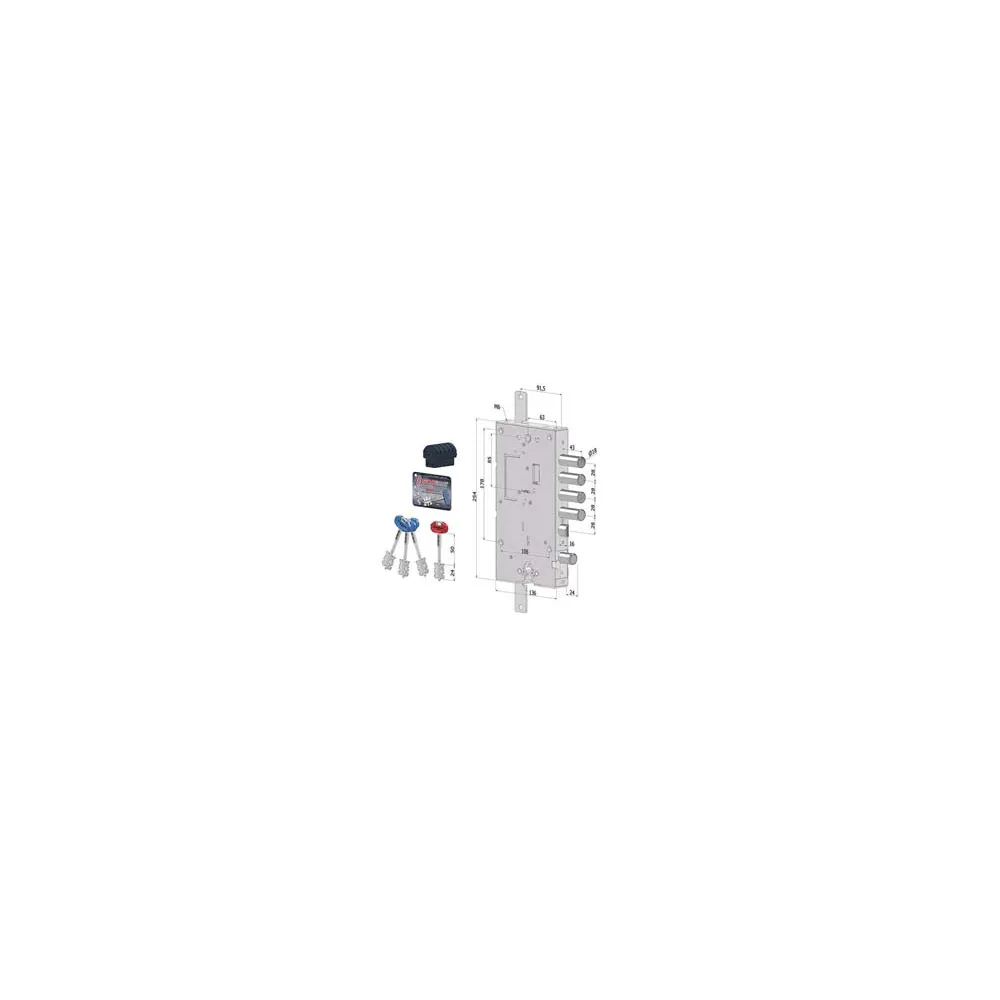 SERRATURA TRIPL.APPLICARE PORTE BLINDATE D.M.+CIL.EU REV. INT.28 243