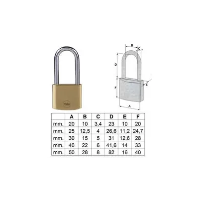 LUCCHETTO OTTONE ARCO LUNGO PRIUM CIFRATURA UNICA KA YPL112