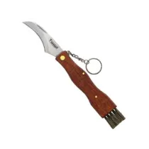 COLTELLO DA FUNGHI MANICO IN LEGNO CON SPAZZOLINO CM.19