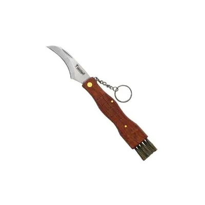 COLTELLO DA FUNGHI MANICO IN LEGNO CON SPAZZOLINO CM.19