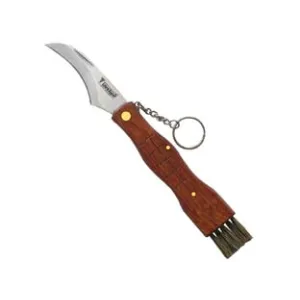 COLTELLO DA FUNGHI MANICO IN LEGNO CON SPAZZOLINO CM.19