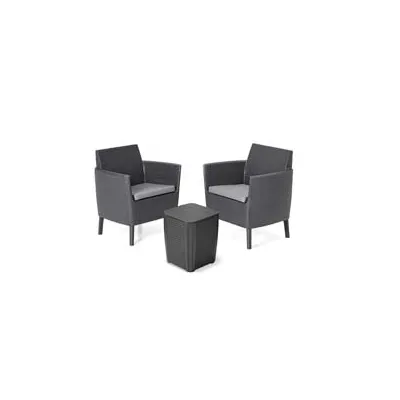 SALOTTINO 3 PEZZI "SALEMO BALCONY" FLAT WICKER GRAPHITE 2 POSTI