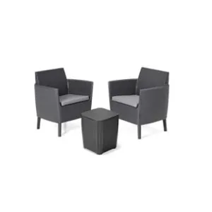 SALOTTINO 3 PEZZI "SALEMO BALCONY" FLAT WICKER GRAPHITE 2 POSTI