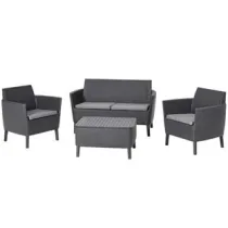 SALOTTINO 4 PEZZI "SALEMO LOUNGE" FLAT WICKER GRAPHITE 4 POSTI