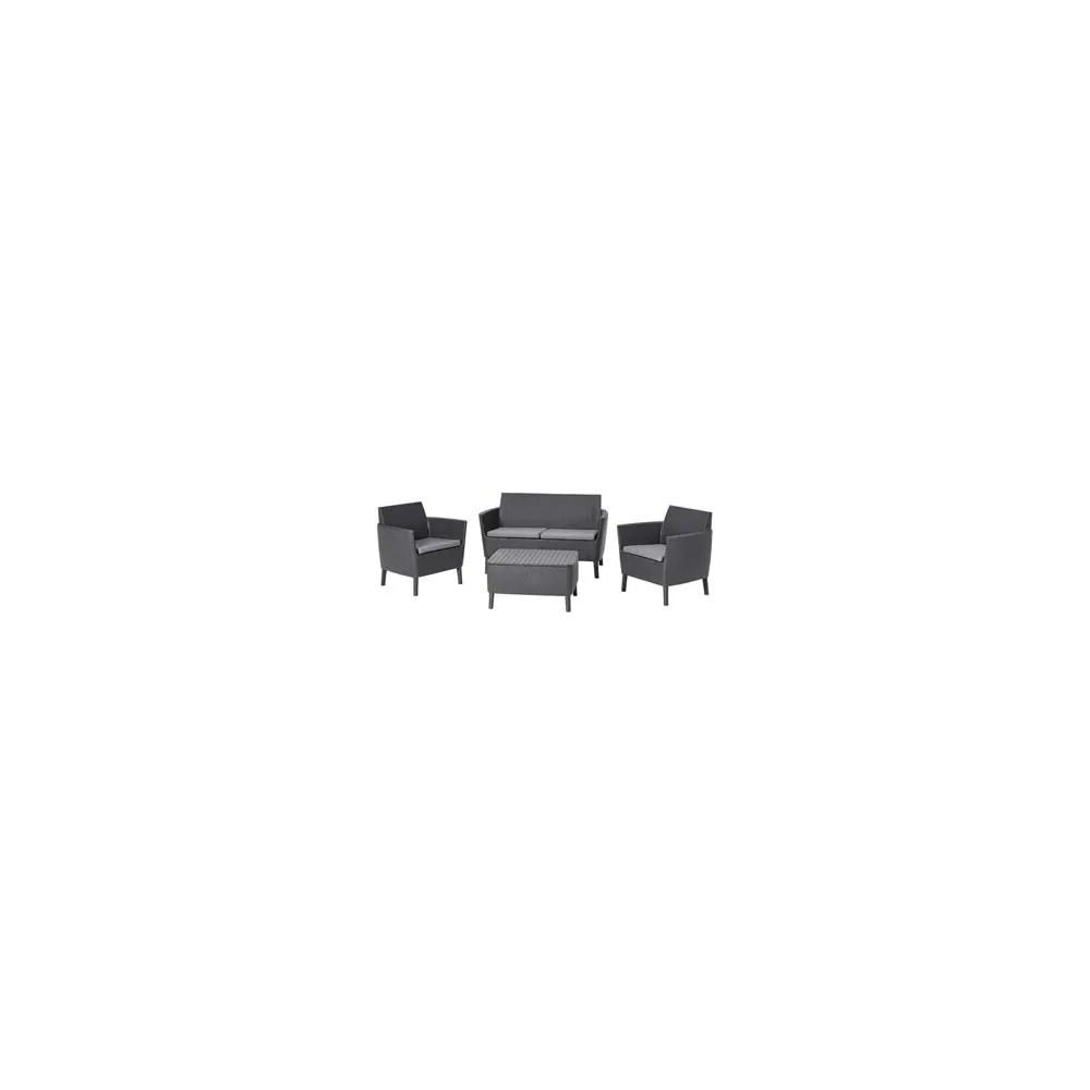 SALOTTINO 4 PEZZI "SALEMO LOUNGE" FLAT WICKER GRAPHITE 4 POSTI