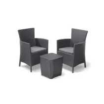 SALOTTINO 3 PEZZI "IOWA BALCONY" FLAT WICKER GRAPHITE 2 POSTI