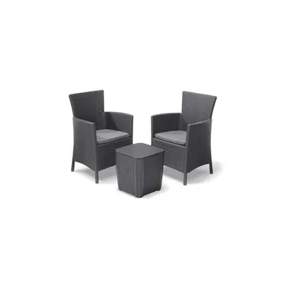 SALOTTINO 3 PEZZI "IOWA BALCONY" FLAT WICKER GRAPHITE 2 POSTI
