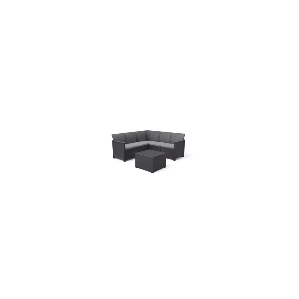 SALOTTINO 4 PEZZI "EMMA CORNER" FLAT WICKER GRAPHITE 5 POSTI