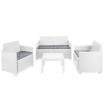 SALOTTINO 4 PEZZI IN PE RATTAN "ARENA" BIANCO 4 POSTI