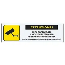 TARGHETTA ADESIVA "AREA VIDEOSORVEGLIATA" CON NORMATIVA