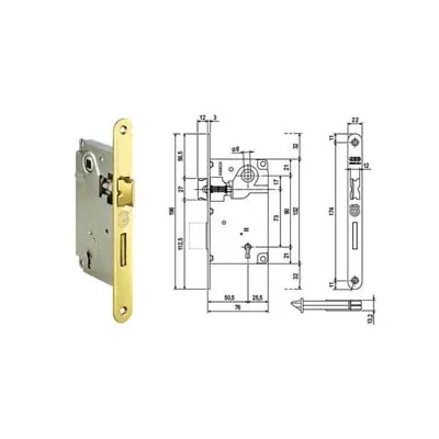 SERRATURA PATENT INFILARE CENTRO BORDO TONDO OTTONATO