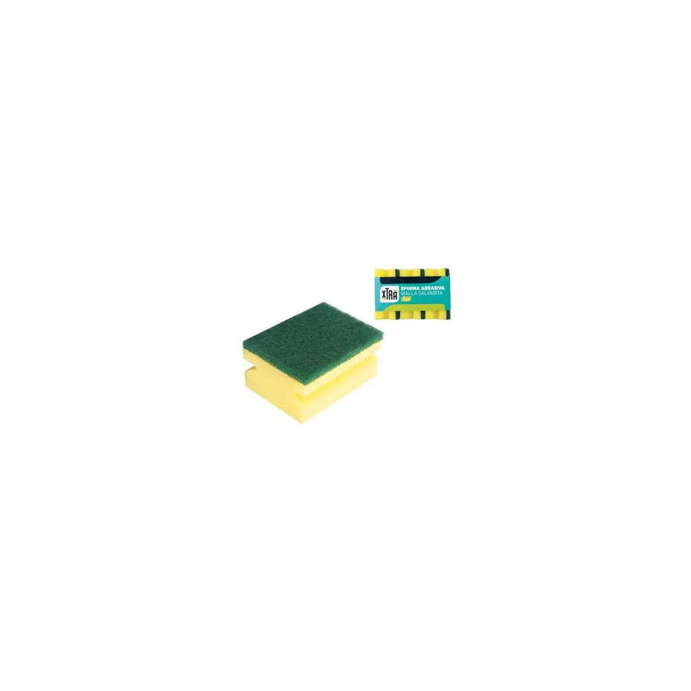 SPUGNA ABRASIVA GIALLA SALVADITA CON FIBRA VERDE