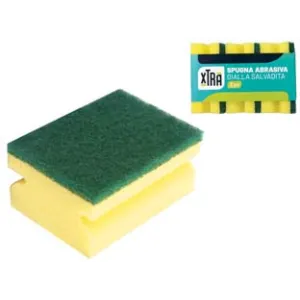 SPUGNA ABRASIVA GIALLA SALVADITA CON FIBRA VERDE