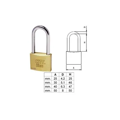 LUCCHETTO OTTONE ARCO LUNGO "ADITUS CITY" P700