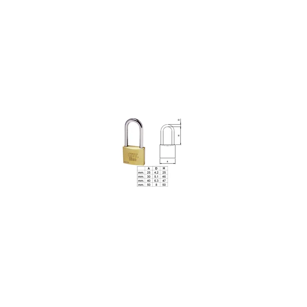 LUCCHETTO OTTONE ARCO LUNGO "ADITUS CITY" P700