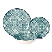 SERVIZIO DI PIATTI MAIOLICA VERDE ACQUA IN PORCELLANA