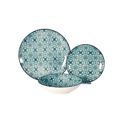 SERVIZIO DI PIATTI MAIOLICA VERDE ACQUA IN PORCELLANA