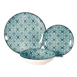 SERVIZIO DI PIATTI MAIOLICA VERDE ACQUA IN PORCELLANA