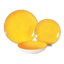 SERVIZIO DI PIATTI ESAGONO GIALLO IN PORCELLANA