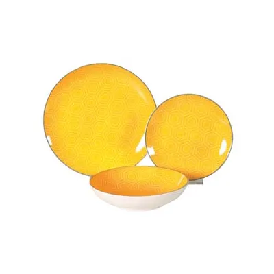 SERVIZIO DI PIATTI ESAGONO GIALLO IN PORCELLANA