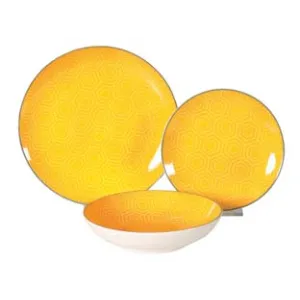 SERVIZIO DI PIATTI ESAGONO GIALLO IN PORCELLANA