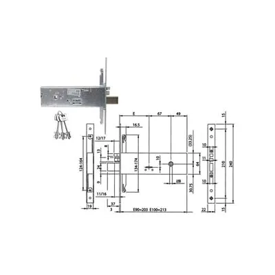 ELETTROSERRATURA TRIPLICE DA INFILARE PER FASCIA D/MAPPA MM.64 H 96391