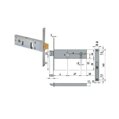SERRATURA DA INFILARE PER FASCE CATEN. E SCROCCO MM.44 H 44150 44151