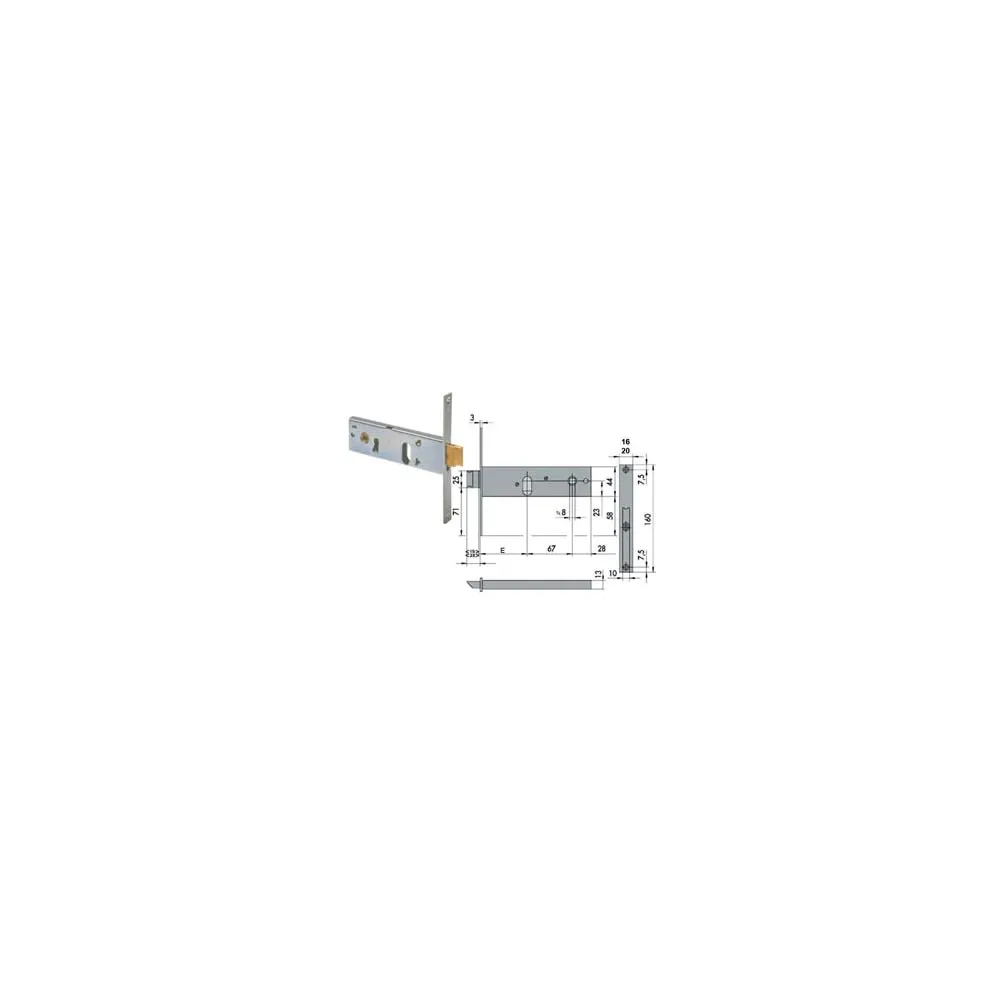SERRATURA DA INFILARE PER FASCE CATEN. E SCROCCO MM.44 H 44150 44151