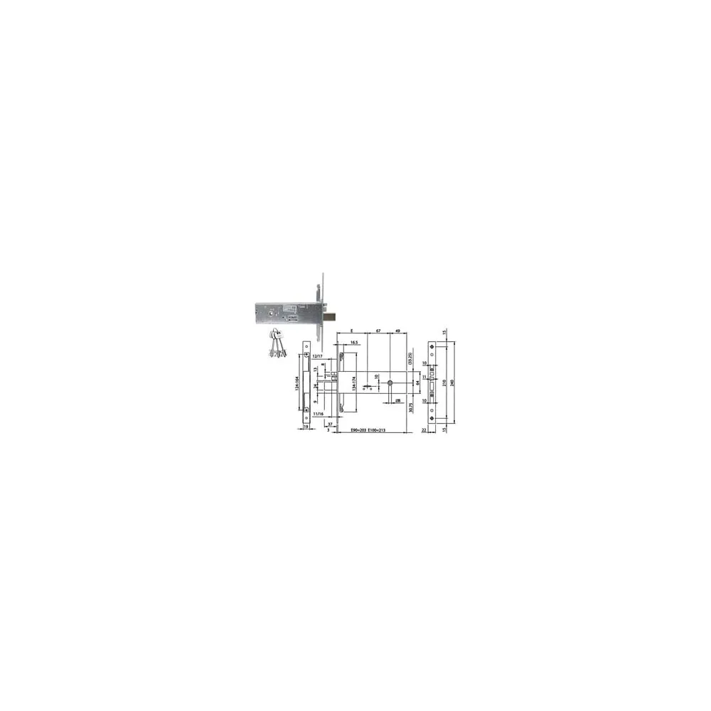 ELETTROSERRATURA TRIPLICE DA INFILARE PER FASCIA D/MAPPA MM.64 H 96391