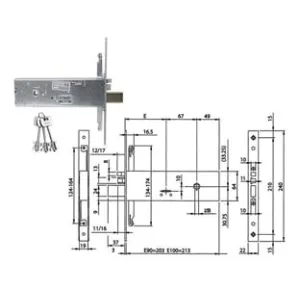 ELETTROSERRATURA TRIPLICE DA INFILARE PER FASCIA D/MAPPA MM.64 H 96391