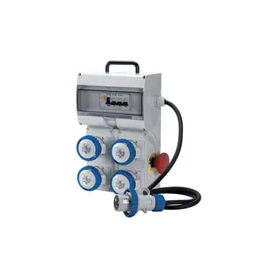QUADRO KEY BOX ASC CON PULSANTE DI EMERGENZA 4 PRESE INDUSTRIALI IP67