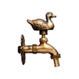 RUBINETTO ARTISTICO IN OTTONE ORO ANTICATO CON PAPERO