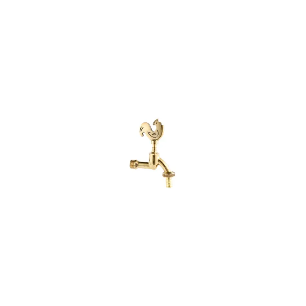 RUBINETTO ARTISTICO IN OTTONE ORO LUCIDO GALLO LIMP