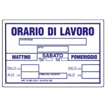 CARTELLO "ORARIO DI LAVORO"