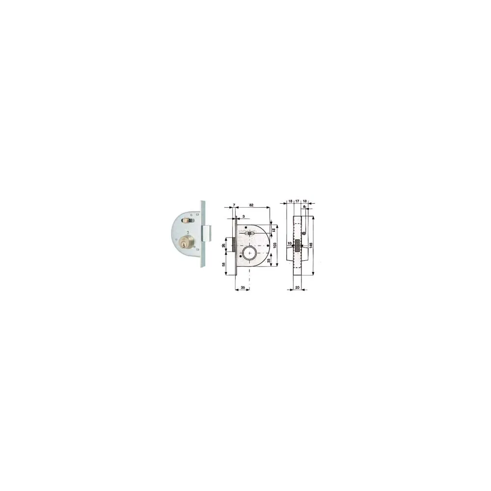 SERRATURA INFIL. CANC. CATENACCIO E SCR. C/NOTTOLINO CIL. FISSI 255