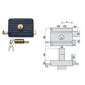 SERRATURA APPLICARE PORTE IN LEGNO CATEN.SCR. DOPPIO CIL.FISSO 210DCF