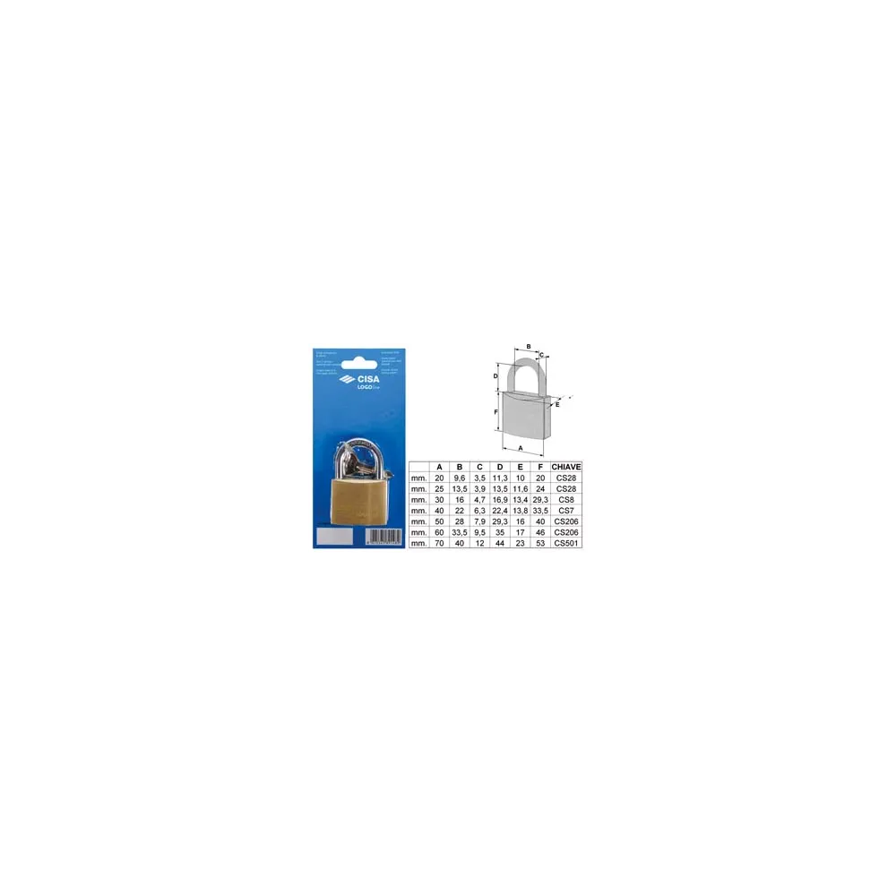 LUCCHETTO LOGO OTTONE ARCO NORMALE IN BLISTER 21090
