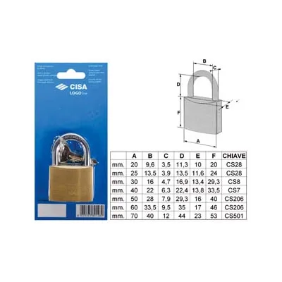 LUCCHETTO LOGO OTTONE ARCO NORMALE IN BLISTER 21090