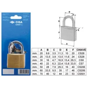 LUCCHETTO LOGO OTTONE ARCO NORMALE IN BLISTER 21090